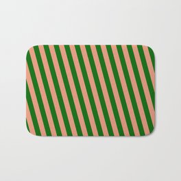[ Thumbnail: Dark Salmon and Dark Green Colored Lines Pattern Bath Mat ]