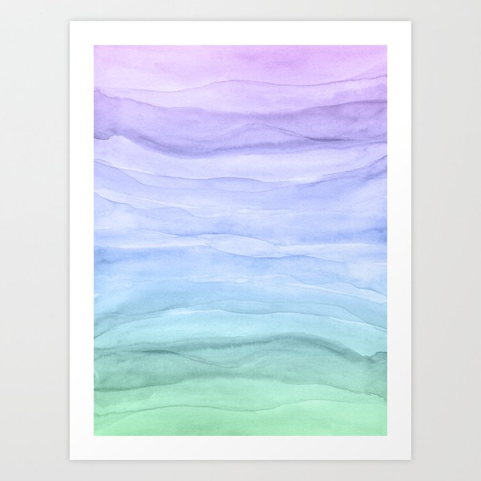 Layers Blue Ombre - Watercolor Abstract Art Print