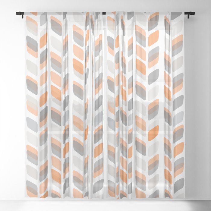 Modern Rectangle Print With Retro Abstract Leaf Pattern Sheer
