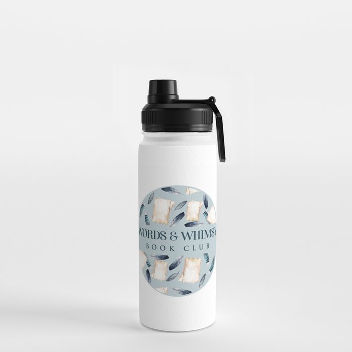 Words & Whimsy Blue Logo Water Bottle