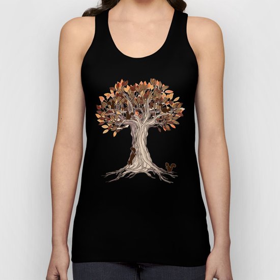 Little Visitors - Autumn tree illustration with squirrels Unisex Tank Top