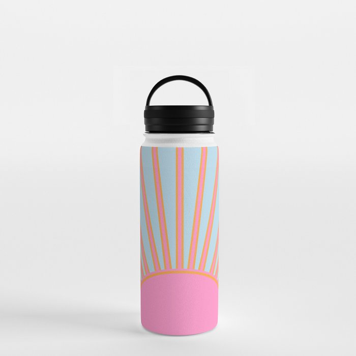 Le Soleil | 02 - Abstract Retro Sun Pink And Blue Print Preppy Modern Sunshine Water Bottle