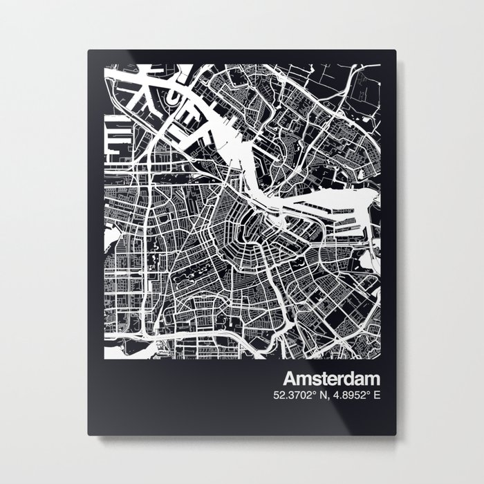 Amsterdam City Map Metal Print