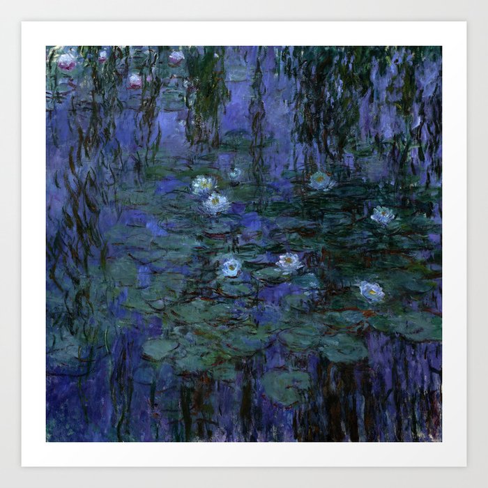 Blue Water Lilies Monet 1916- 1919 Art Print