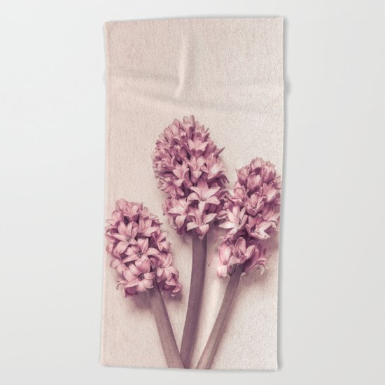 Three Pink Hyacinths Beach Towel