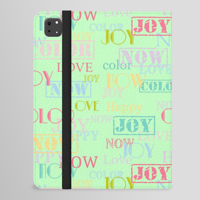 Enjoy The Colors - Colorful Typography modern abstract pattern on pale mint green color iPad Folio Case