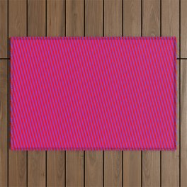 [ Thumbnail: Dark Orchid and Red Colored Striped Pattern Outdoor Rug ]