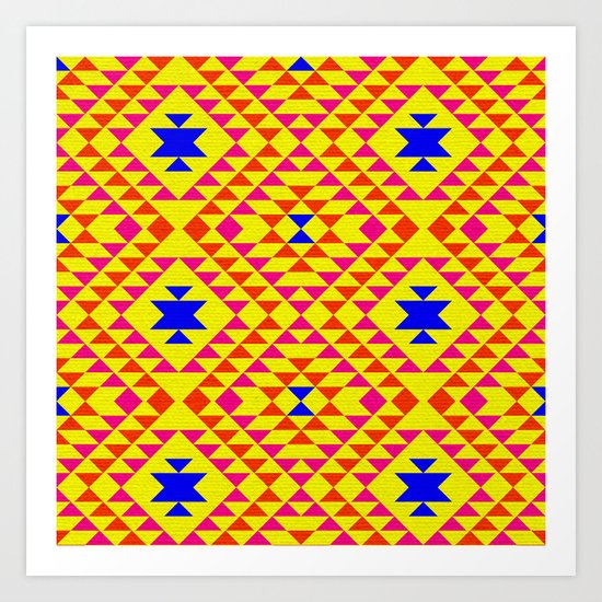 Tribal geometric pattern - yellow Art Print