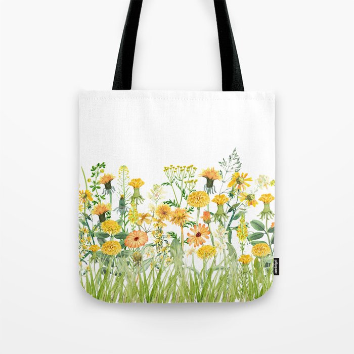 Yellow Scandinavian Wildflowers  Meadow  Tote Bag
