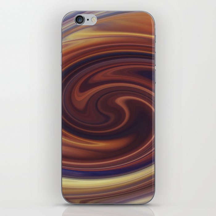 Brown, Orange, Blue Abstract Hurricane Shape Design iPhone Skin