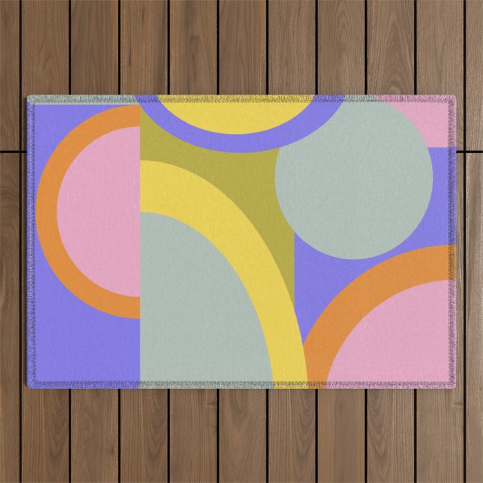Vibrant Pastel Shapes Outdoor Rug
