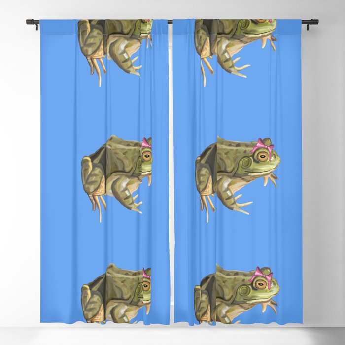 Girly American Bullfrog with Pink Bow Blackout Curtain