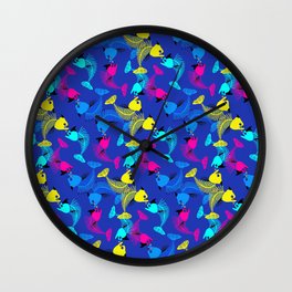 Fishes in blue love Wall Clock