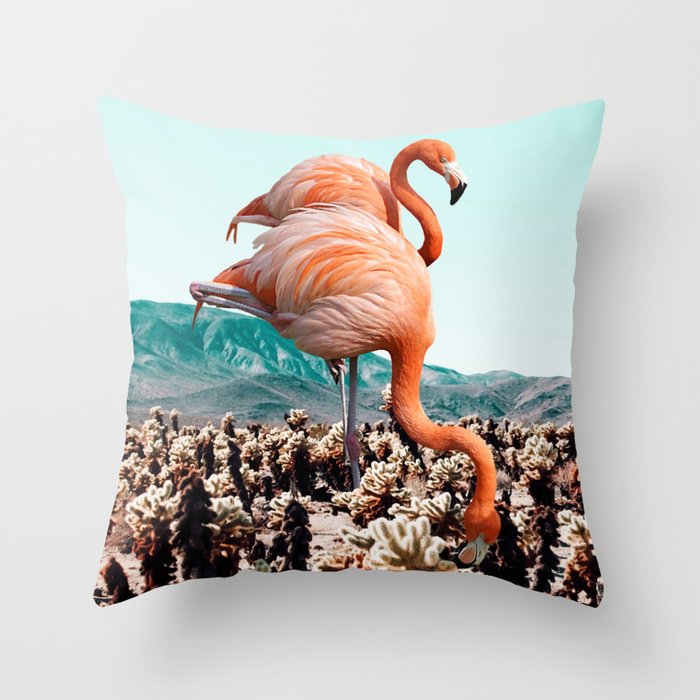 Flamingos In The Desert #society6 #artprints #flamingo Throw Pillow