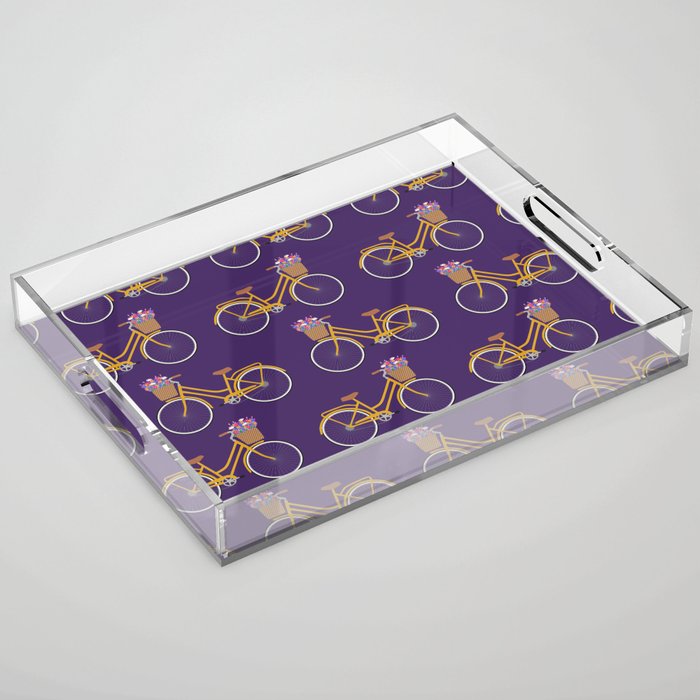 Bicycle with flower basket pattern Acrylic Tray