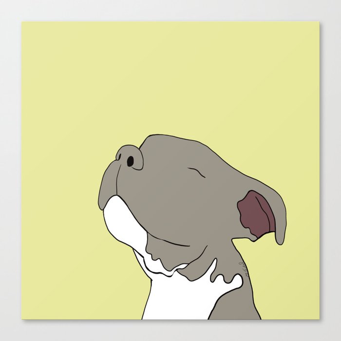 Sunny The Pitbull Puppy Canvas Print | Drawing, Digital, Pitbull, Pit-bull, Puppy, Dog, Cute, Adorable, Sweet-puppy, Grey-and-white