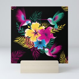 Tropical hummingbird pattern Mini Art Print