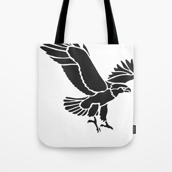 black and white flying eagle drawing tote bag by artonwear society6