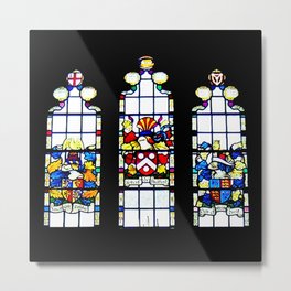 Stained Glass Metal Print | Old, Stained, Panes, Color, Black, Digital, Crests, Church, Stratforduponavon, Background 