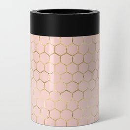 Metallic Gold Honeycomb Blush Pattern Can Cooler