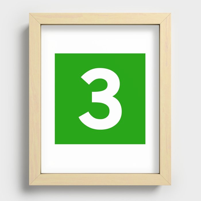 Number 3 (White & Green) Recessed Framed Print