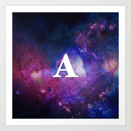 Monogrammed Logo Letter A Initial Space Blue Violet Nebulaes Art Print | Stargazers, Alphabet, Monogrammed, Seriffont, Initial, Capital, Monogram, 10Thplanet, Decalgift, Astronomers 