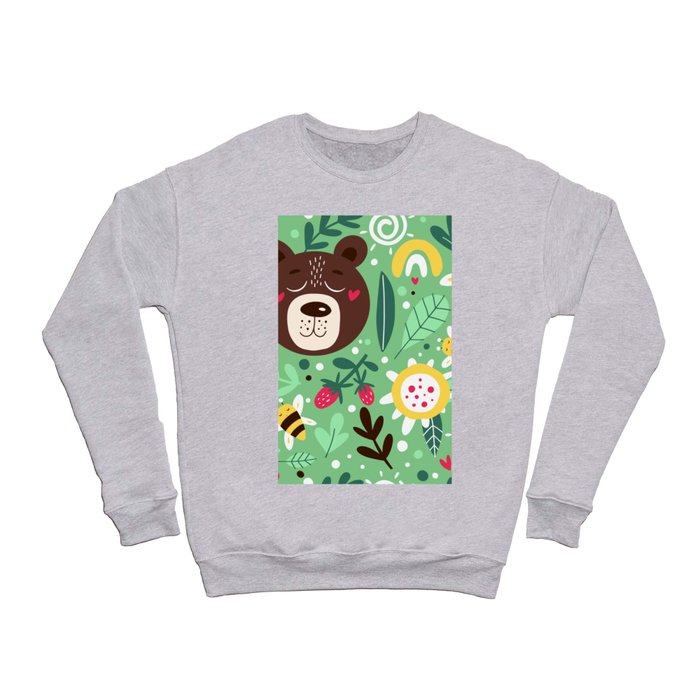 Seamless Patterns With floral and cute animals Crewneck Sweatshirt