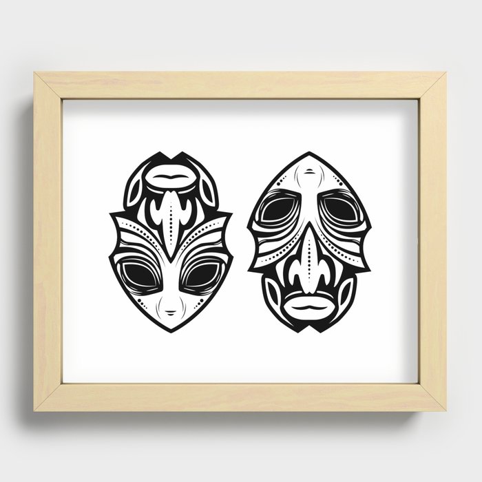 Alien and African Mask Recessed Framed Print
