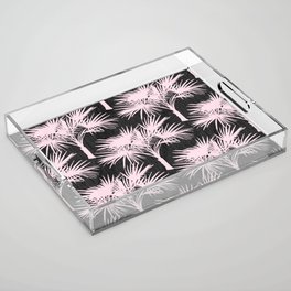 Retro Pink Palm Trees on Charcoal Acrylic Tray