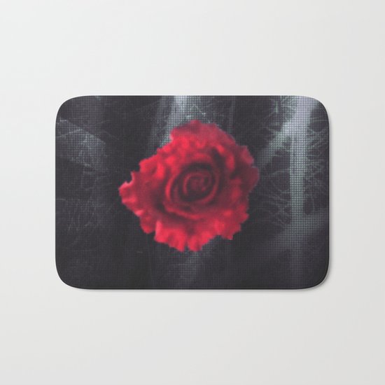 Red rose dark purple indigo metal look grunge Bath Mat