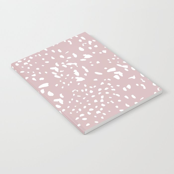 Wild spots cheetah dots boho animal print design white spots on soft pink blush Notebook