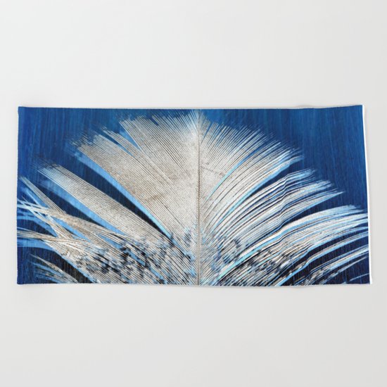 Feather | Feathers | Spiritual | White and Blue Feather | Nature Beach Towel