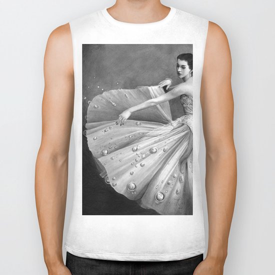 White Morning - graphite pencil drawing Biker Tank