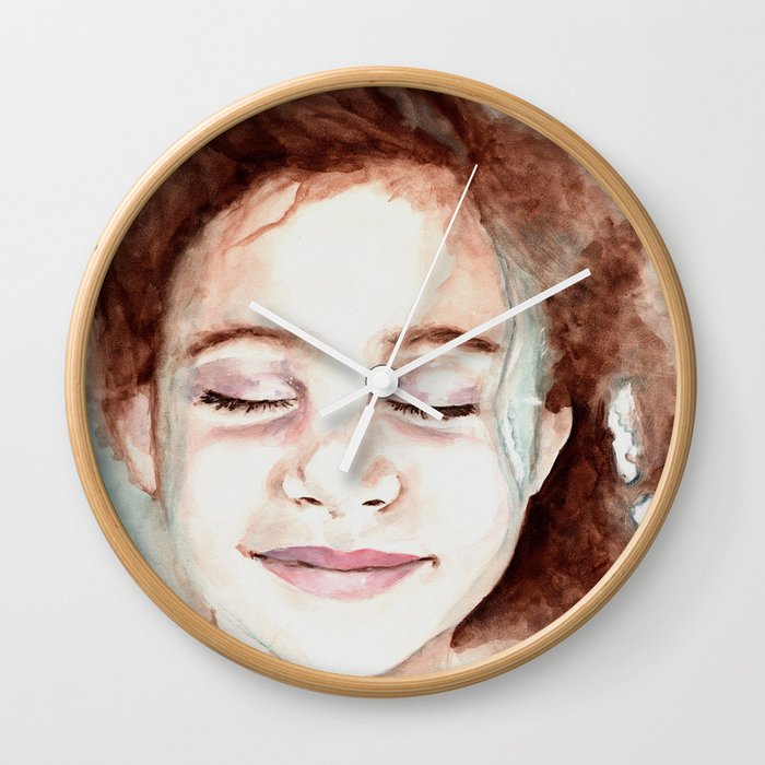 Bath Time. Watercolor painting. Wall Clock