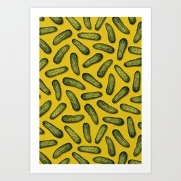 A Plethora Of Pickles - Green & Yellow Gherkin Pattern Art Print
