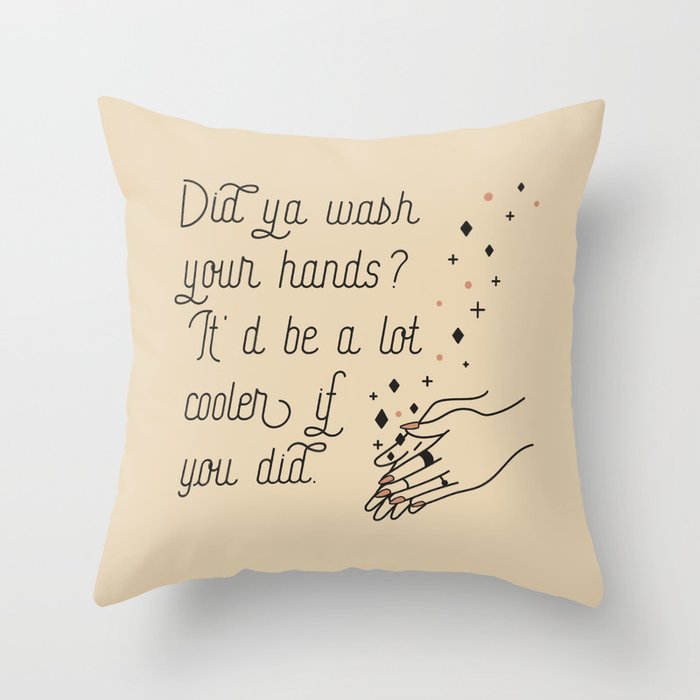 Wash Your Hands in Black & Mauve Throw Pillow