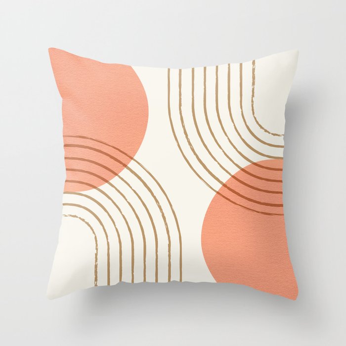 Sun Arch Double - Coral Throw Pillow