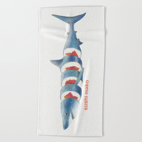 Sushi Mako (color option) Beach Towel