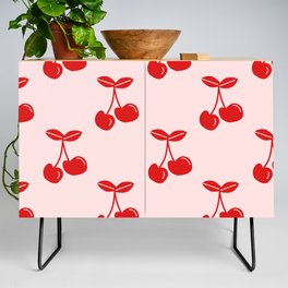 Cherry Pattern on Pale Pink Credenza