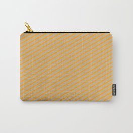 [ Thumbnail: Orange & Tan Colored Striped/Lined Pattern Carry-All Pouch ]