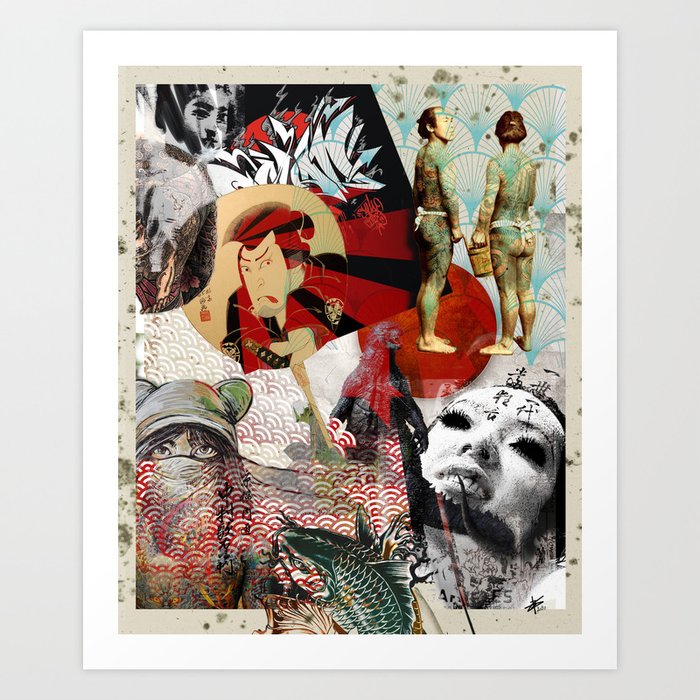 コラージュART JAPANESE COLLAGE Art Print by Benjamin Dupont | Society6