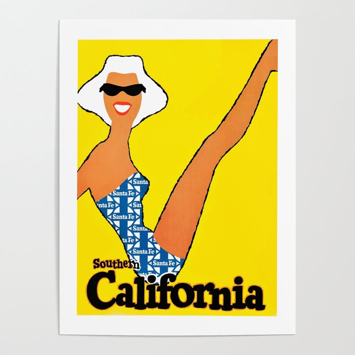1950s Santa Fe Railway Southern California Travel Poster Poster