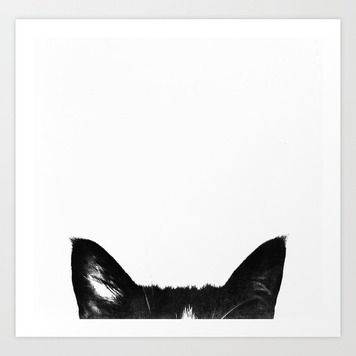 Cat - Catitude - Minimal Adorable Cats Ears - Typography - Animal photography by Ingrid Beddoes Art Print