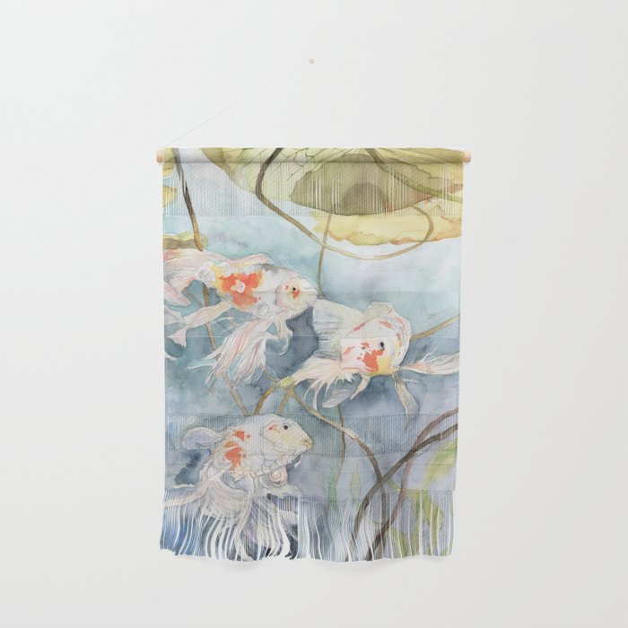 Koi Fish Painting, Underwater Water Lily Wall Hanging by ...