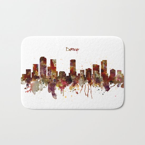 Denver Skyline Silhouette Bath Mat