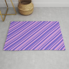 [ Thumbnail: Plum & Slate Blue Colored Lined Pattern Rug ]
