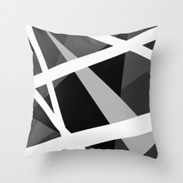 Inverted Abstract Grayscale Geometric Lines Throw Pillow
