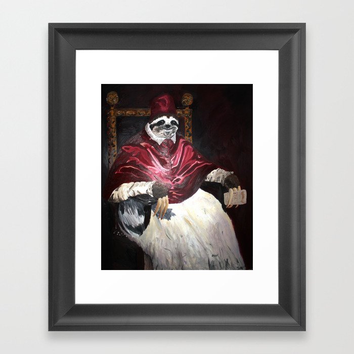 Pope Sloth Framed Art Print