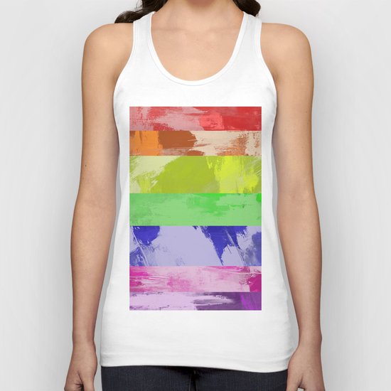 Rainbow Stripes - Abstract, textured, red, orange, yellow, green, blue, indigo, violet artwork Unisex Tank Top