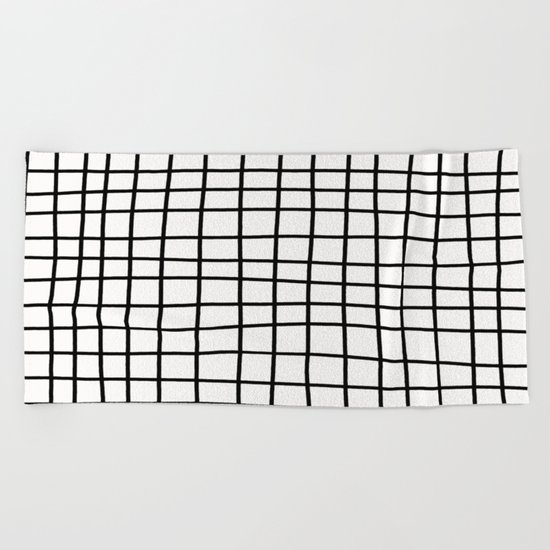 Handdrawn Grid Beach Towel
